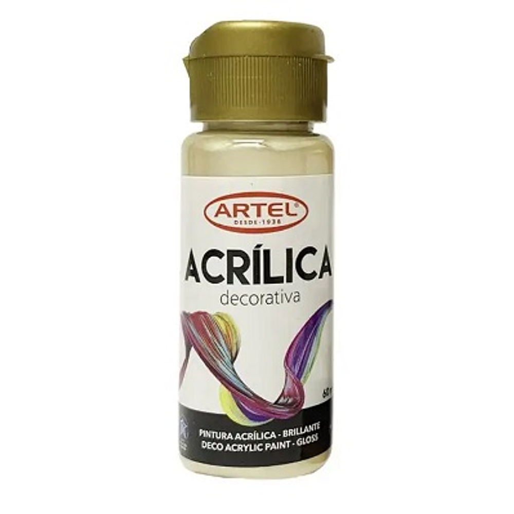 Pintura acrilica decorativa 60ml metal oro blanco nº991 artel-3-4