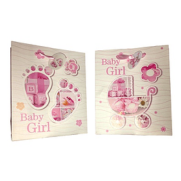 Bolsa regalo jumbo 30x40 baby girl glitter 3d -m12