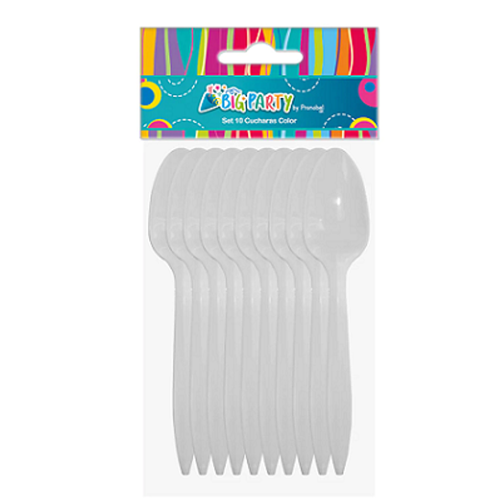 Set 10 cucharas blancas big party-m3-m10