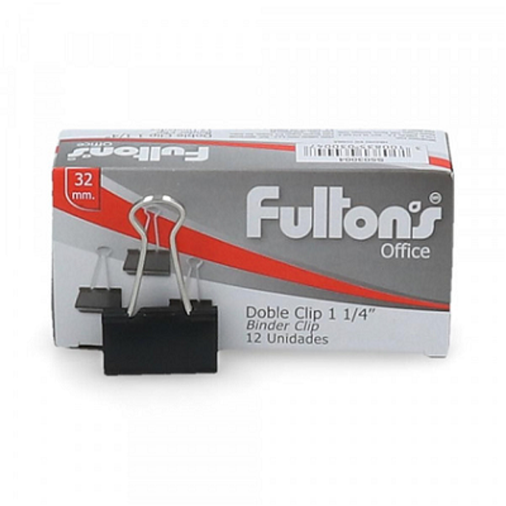 Apreta papel doble negro 32mm 12un fultons -m3-10-12