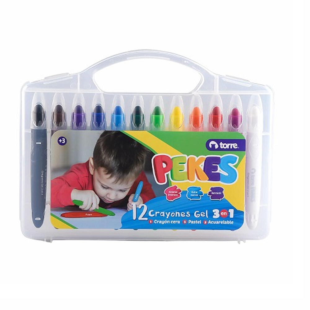 Lapiz de cera (crayones) gel 12 col extra suaves torre-m3-10-12