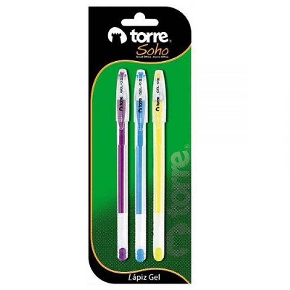 Set 3 lapiz tinta gel neon 0.8mm mix torre*m3*m10*(12)