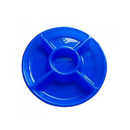 1un bandeja redonda plastico 5 espacios 30cm azul-m3-m10