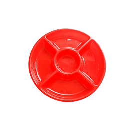 1un bandeja redonda plastico 5 espacios 30cm rojo-m3-m10