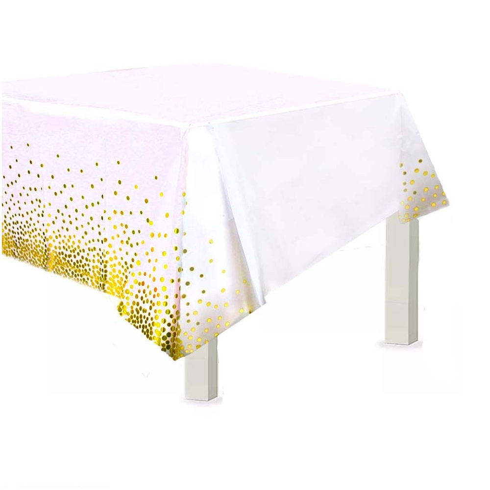 Mantel reutilizable 137x183cm blanco lunar dorado -m3-10