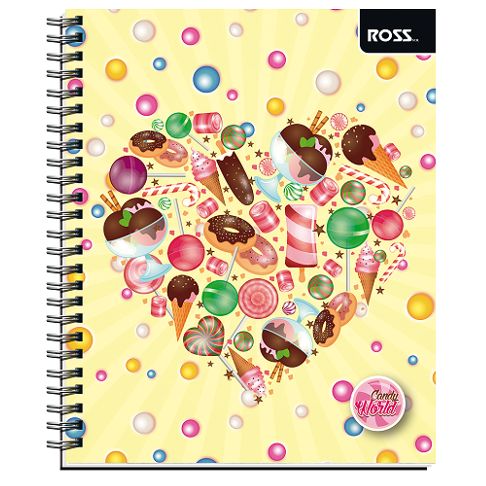 Cuaderno universitario 7mm 100hj tapa simple candy world ross -m3-10-60