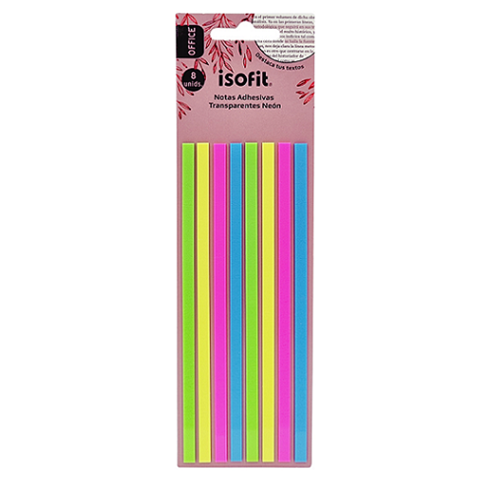 Notes adhesivas neon transparente tiras 4 col isofit -m3-10-36