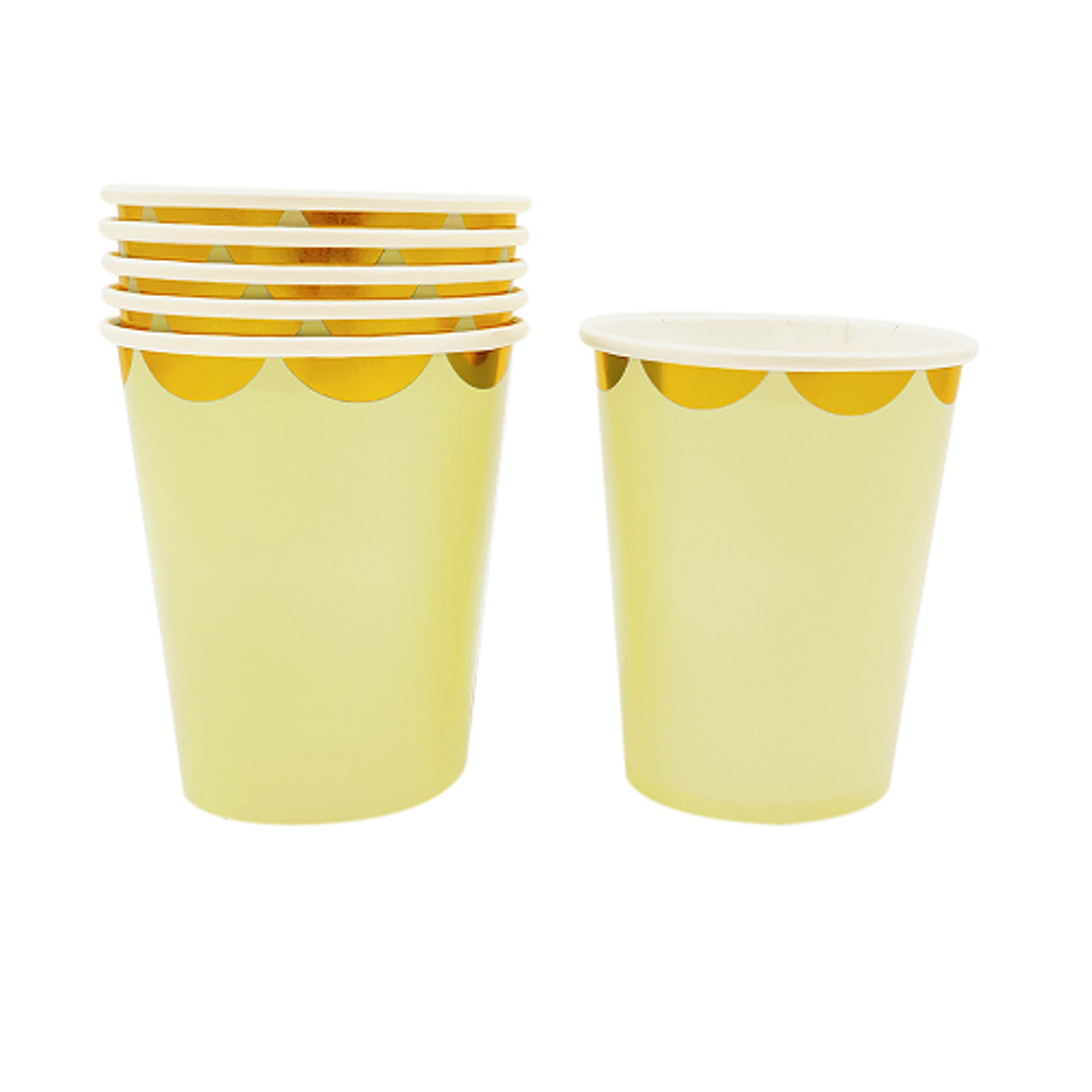 Set 06 vasos carton 7oz pastel amarillo-m3-m10