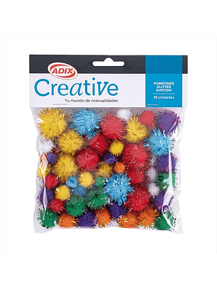 Pompon surtido glitter 78un creative