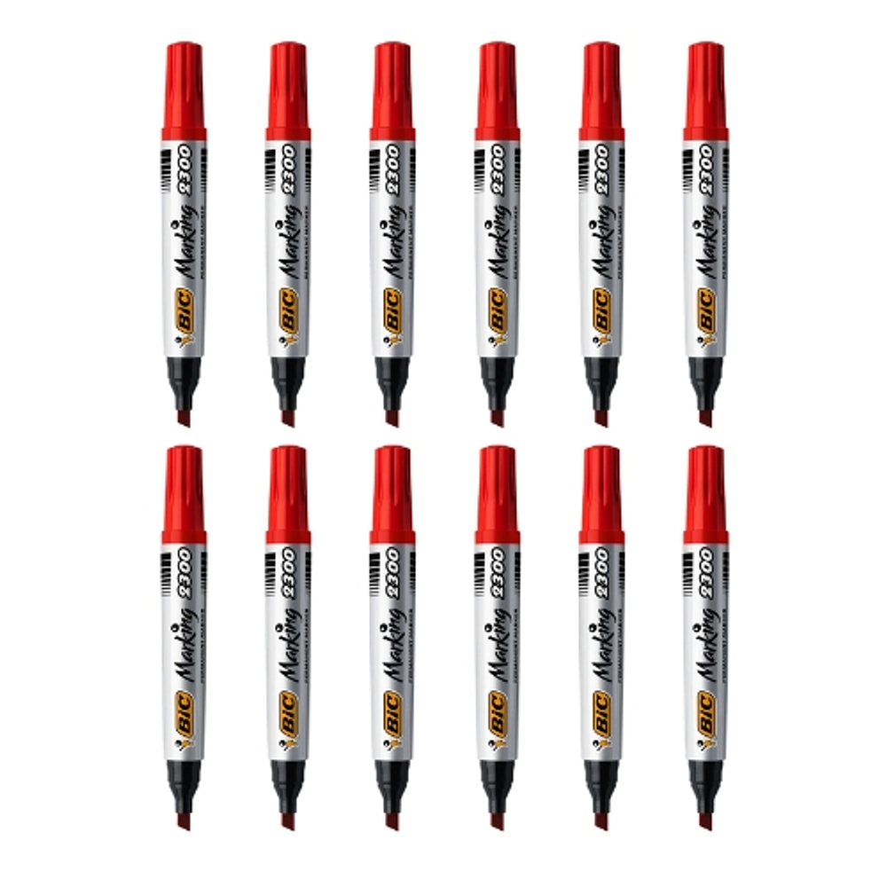 Pack 12 marcador permanente rojo pta biselada ecol bic -m1