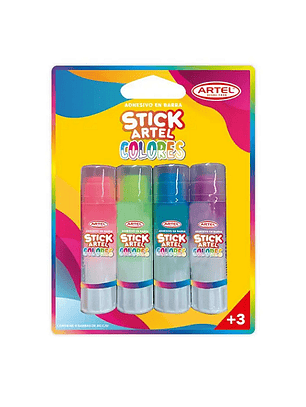 Set 04 adhesivo barra 8gr colores artel