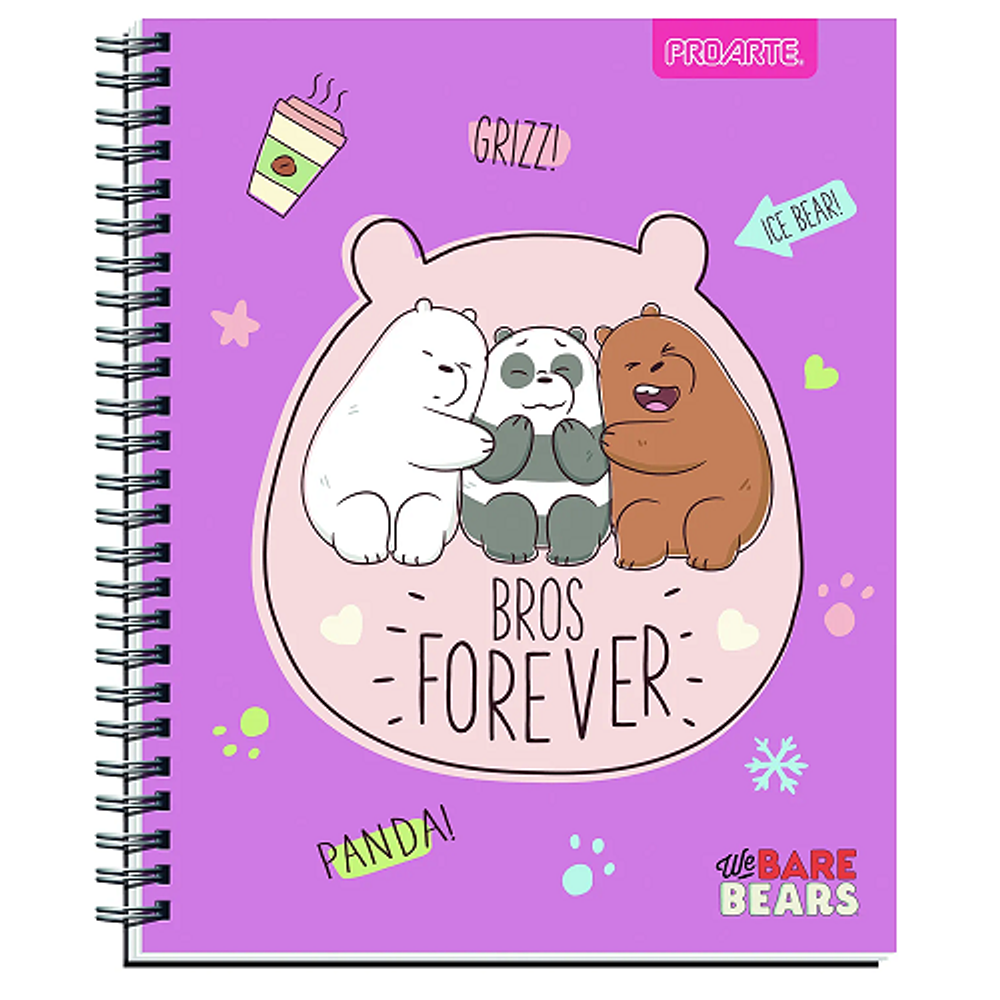 Cuaderno universitario 7mm 100hj tapa dura we bare bears proarte/m3-10