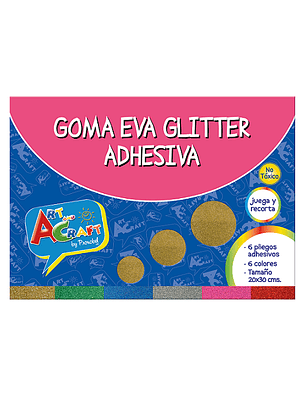 Estuche goma eva surtida glitter adhesiva 6col 20x30 -m3-10-100