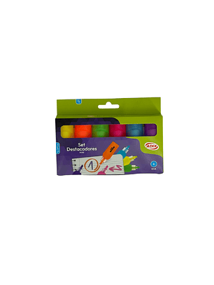 Set destacador mini 06 colores adix