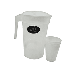 Jarro Plástico con 3 Vasos (Pack 12 unidades)