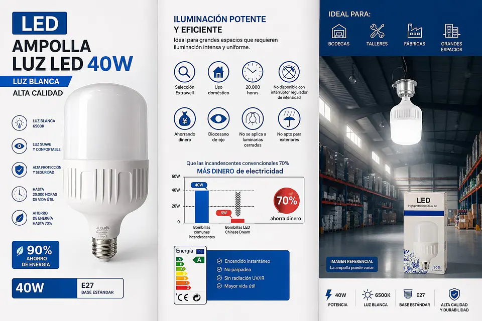 Ampolleta luz Led Blanca 40W  1