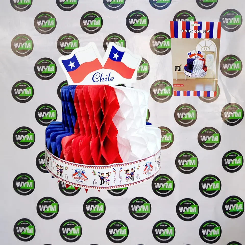 TORTA CHILE TRICOLOR MEDIDA 30X30CM 1