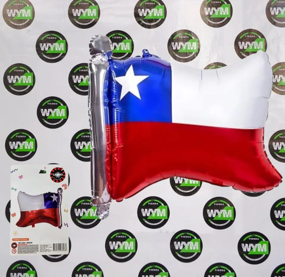 GLOBO METALICO BANDERA CHILE 64x55CM 1