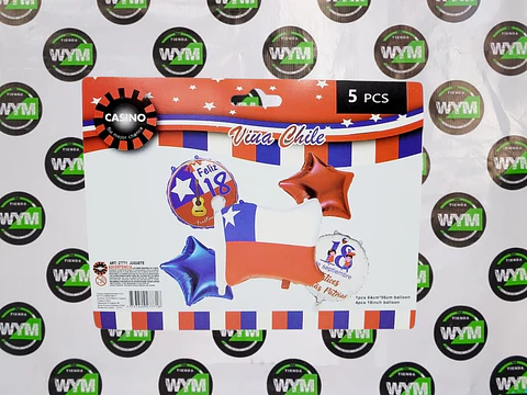 SET GLOBOS CHILE 5 PIEZAS