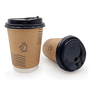 Vaso Doble Capa + Tapa 12 Oz x1.000