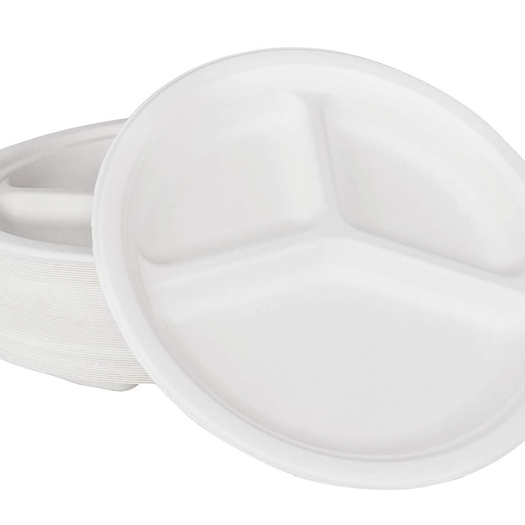 Plato Compostable 23cm con 3 División x500 2