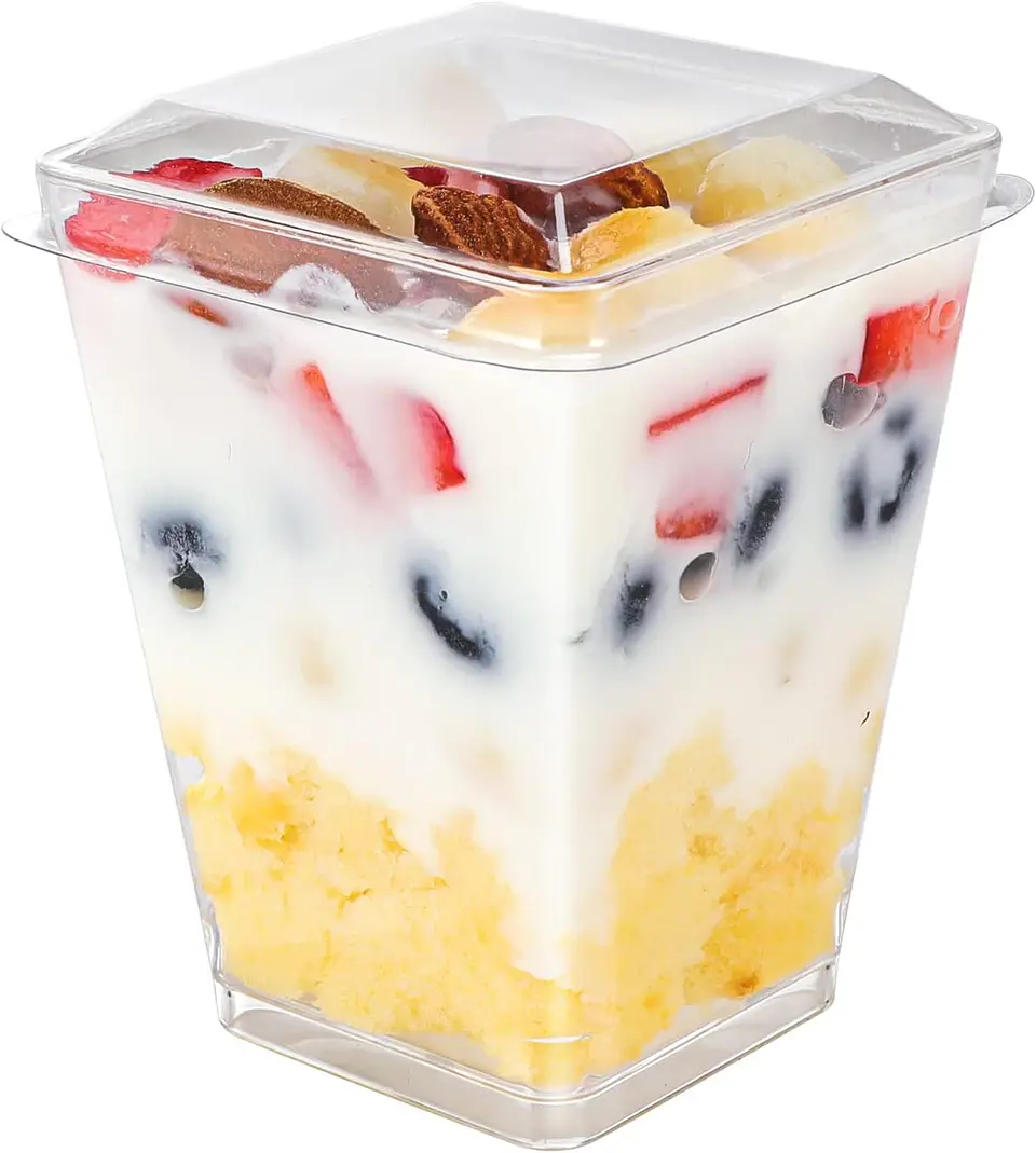 Vaso Postre Acrílico con tapa 220ml x320 und 2