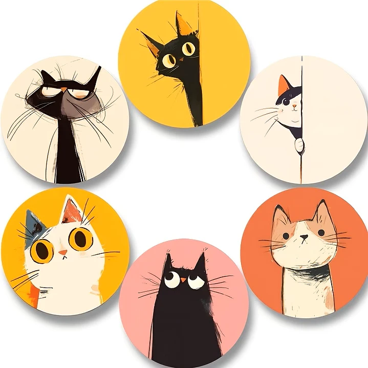 6 Piezas de Posavasos Encantadores con Diseño Felino 4
