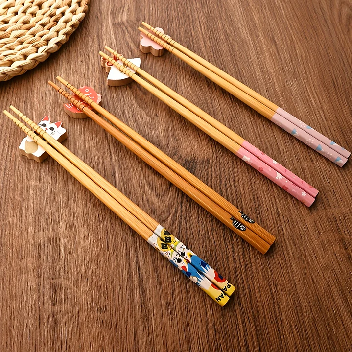 Juego de cubiertos de palillos de bambú 5
