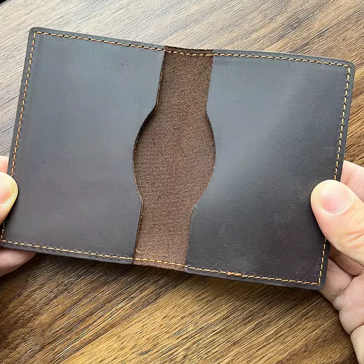 Billetera de cuero genuino hecho a mano de lujo  3