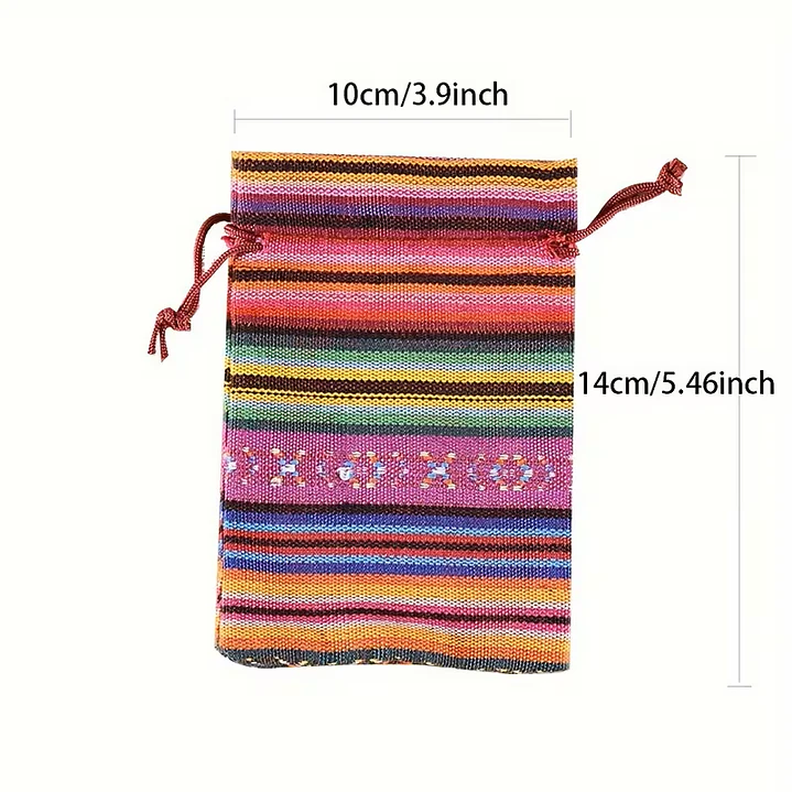 12 Bolsas de Regalo con Cordón a Rayas de Estilo Étnico 5