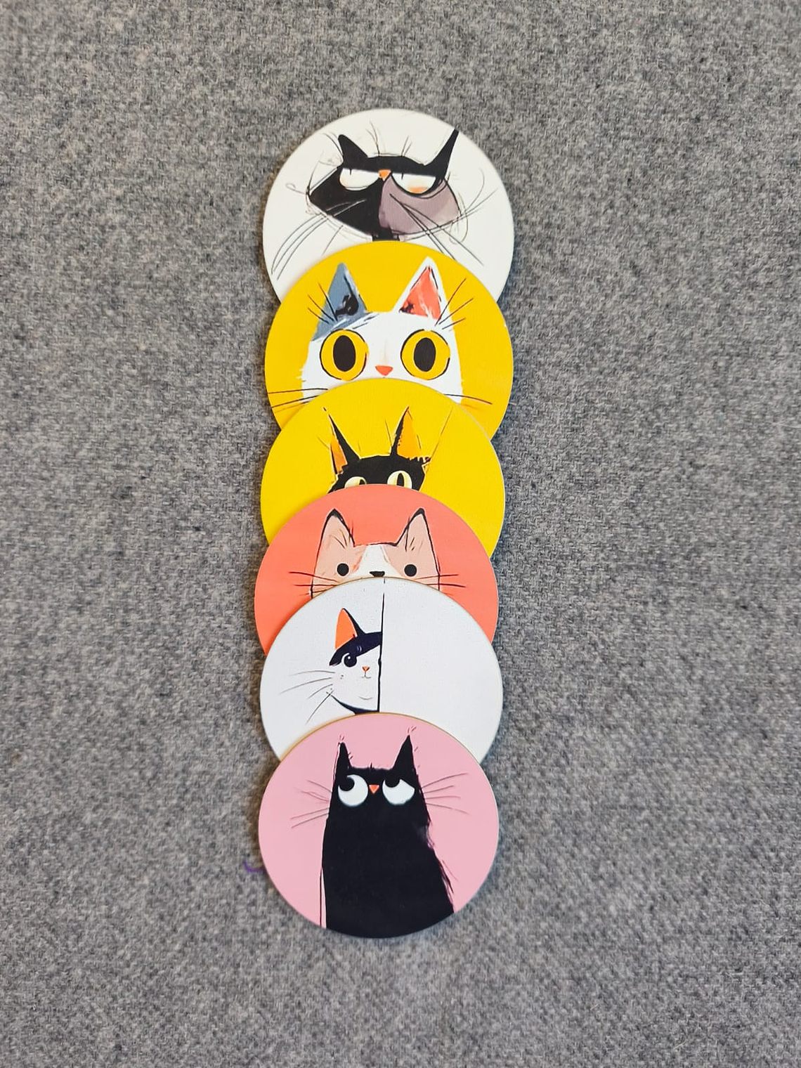 6 Piezas de Posavasos de Madera con Temática de Gatos 3