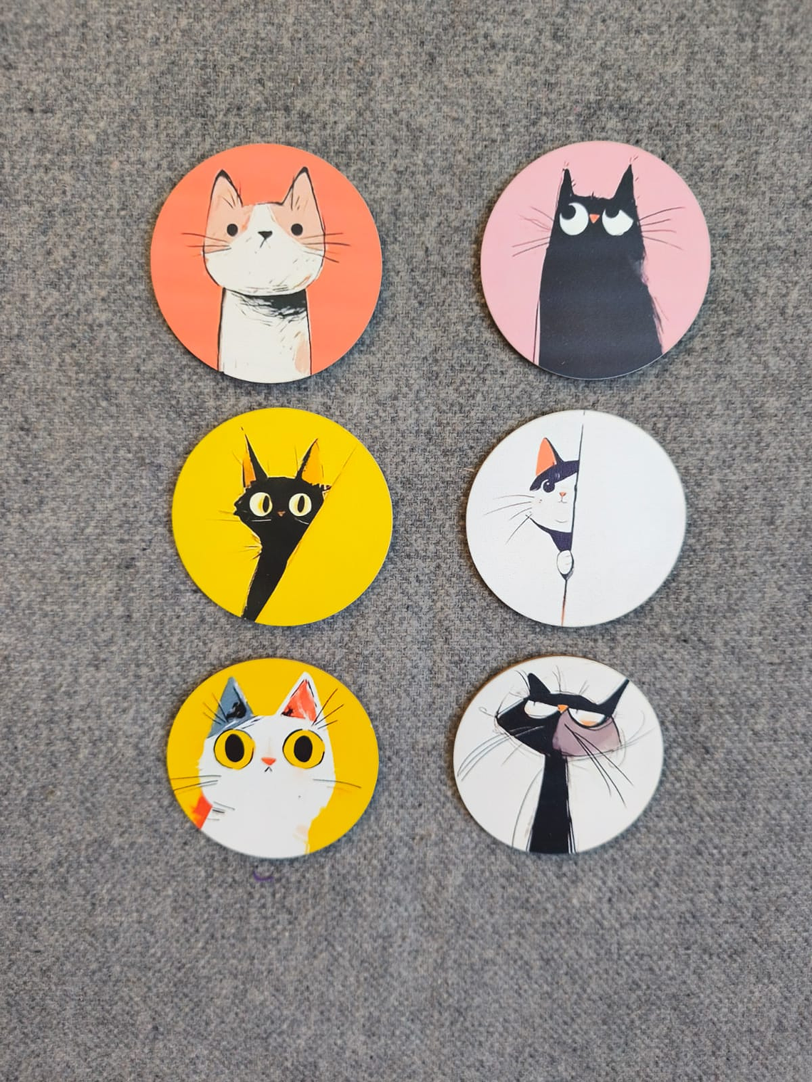 6 Piezas de Posavasos de Madera con Temática de Gatos 4