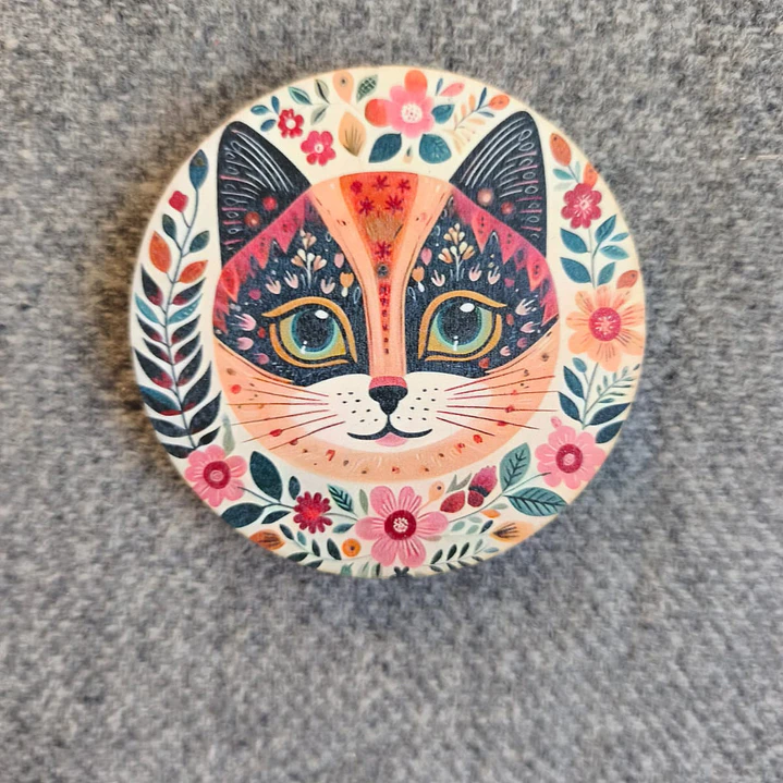 6pcs Posavasos de Madera Serie Gato Vibrante 1