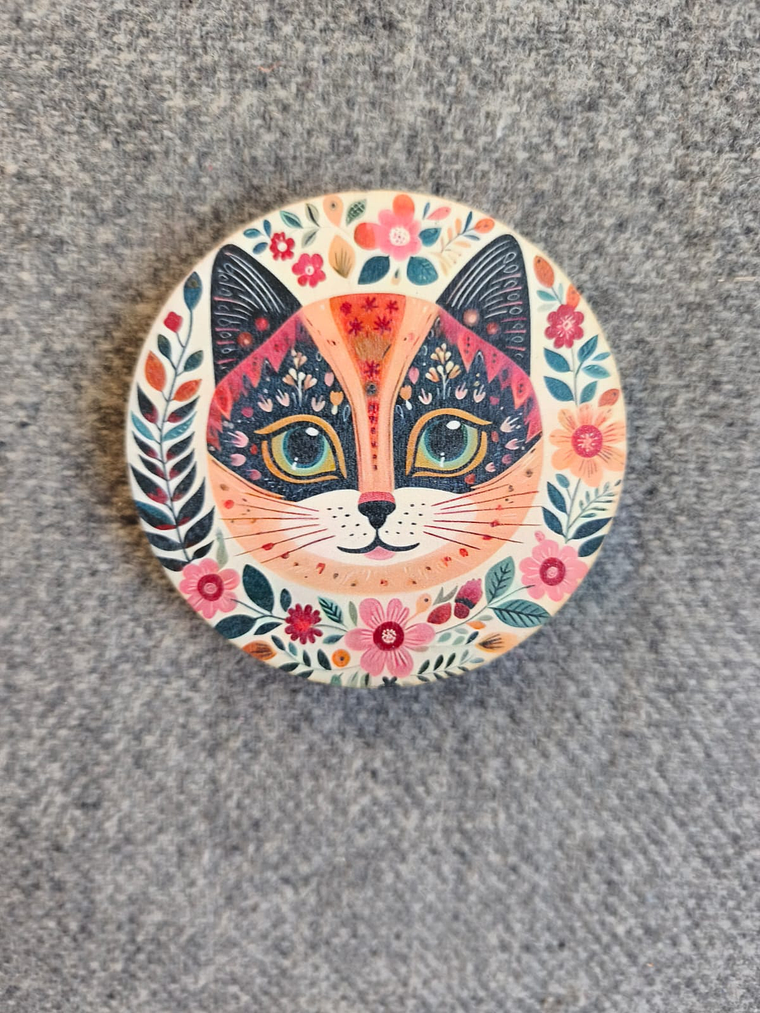 6pcs Posavasos de Madera Serie Gato Vibrante 1