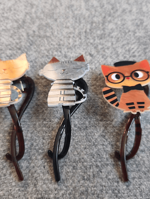 Set de 3 clips  Acrílicos de Gato de Dibujos para el pelo