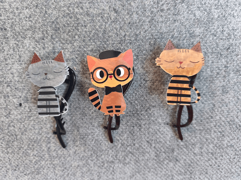 Set de 3 clips  Acrílicos de Gato de Dibujos para el pelo