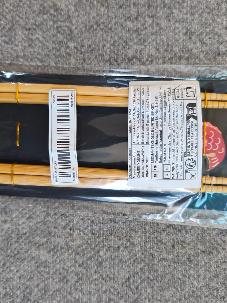 Palillos  de bambú y madera con estampado japonés 1