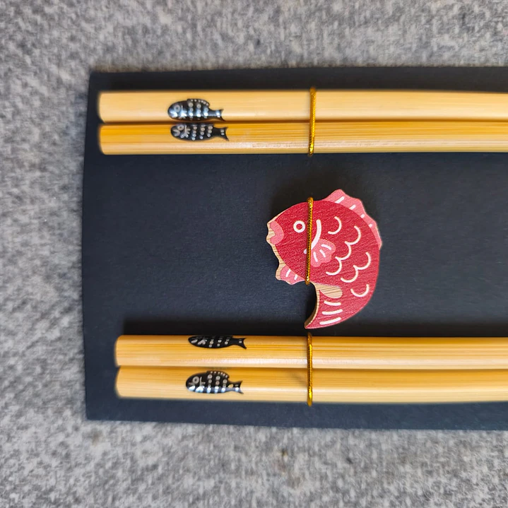 Palillos  de bambú y madera con estampado japonés 5