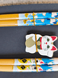 Juego de palillos de bambú y madera con estampado japonés - Miniatura 1