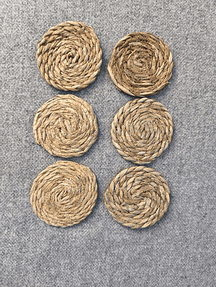 6 Piezas de mini individuales de Ratán Natural