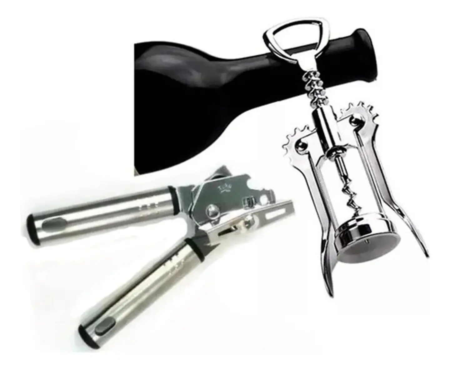 Destapador Sacacorchos Abrelatas Vino Botellas Cocina   1
