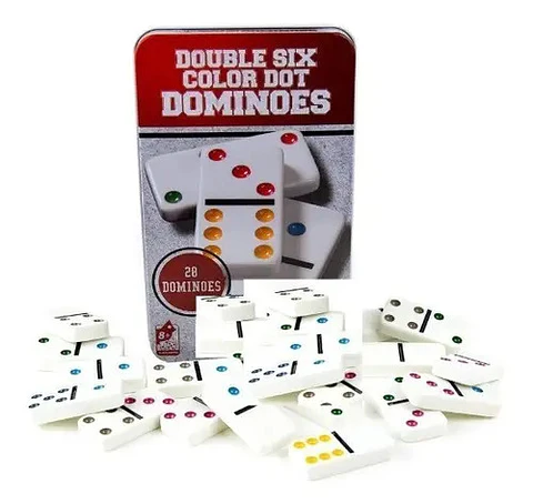 Dominó Doble Color 6 Puntos Caja Metálica 28 Fichas  5010f-1