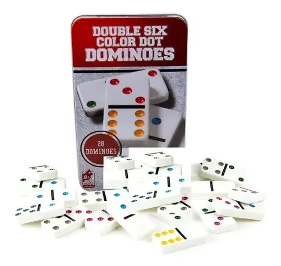 Dominó Doble Color 6 Puntos Caja Metálica 28 Fichas  5010f-1 1