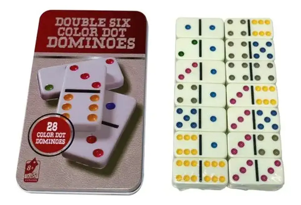 Dominó Doble Color 6 Puntos Caja Metálica 28 Fichas  5010f-1 3
