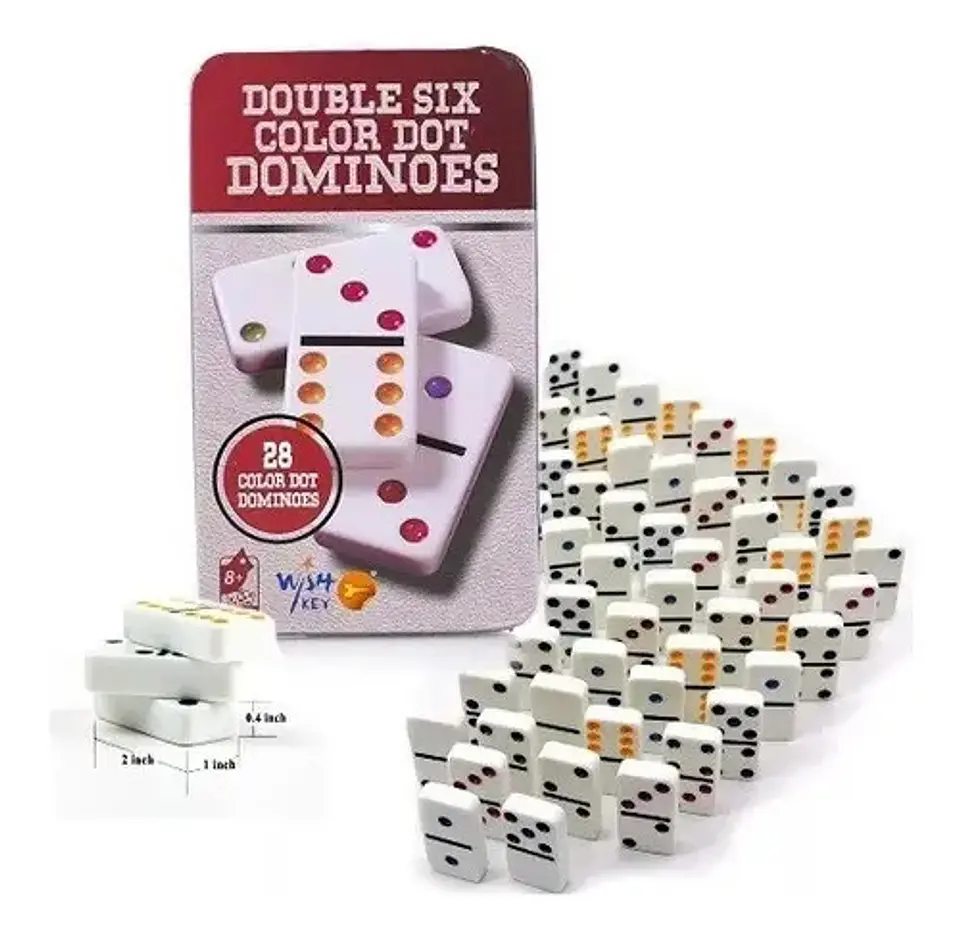 Dominó Doble Color 6 Puntos Caja Metálica 28 Fichas  5010f-1 5