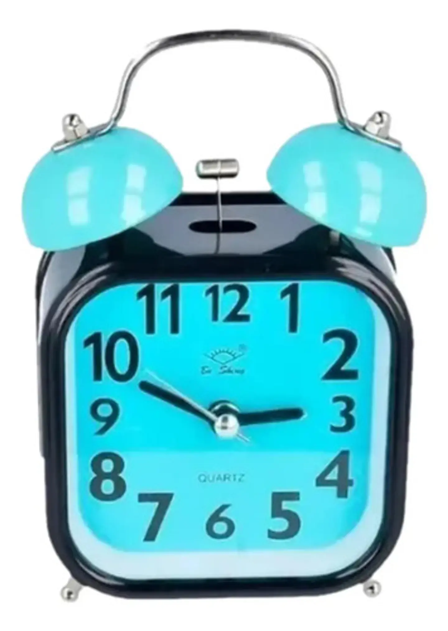 Reloj Despertador Campana Con Luz Cuadrado Bicolor Azul A59 2