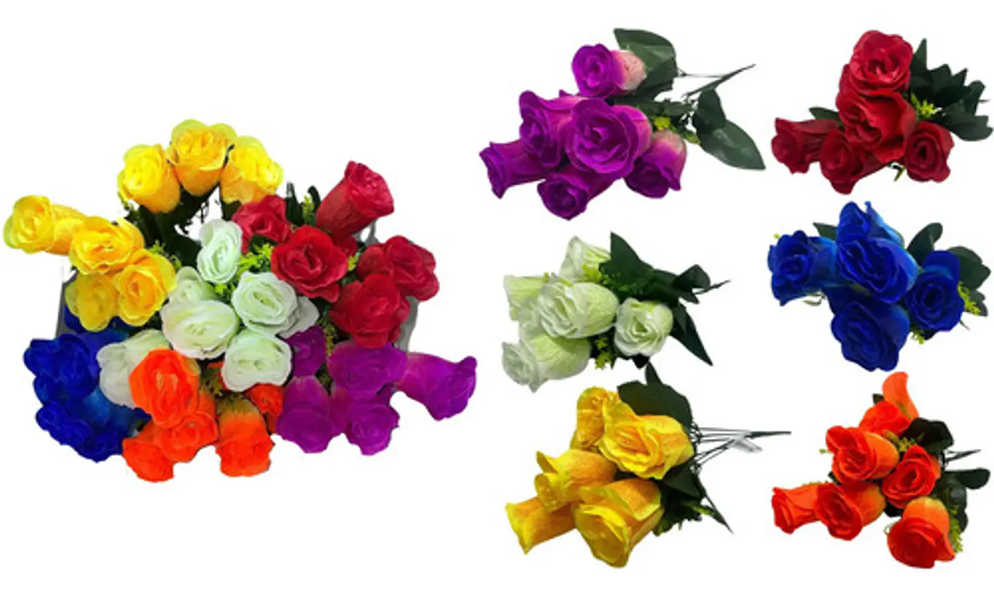 Ramo Rosa 6 Colores Vibrantes Flores Artificiales 34 Cm 1
