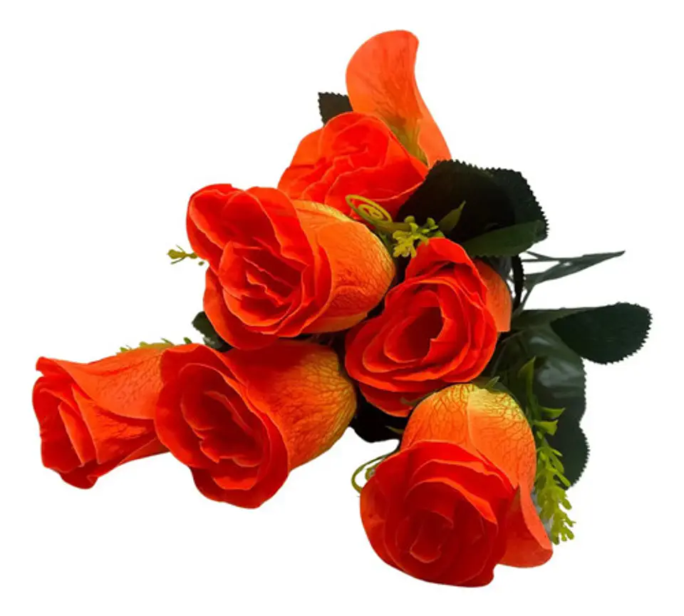 Ramo Rosa 6 Colores Vibrantes Flores Artificiales 34 Cm 2