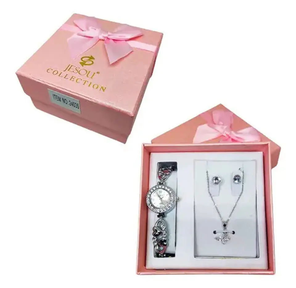 Joyero Reloj Aretes Cadena Regalo Belleza Fantasía Estuche  1