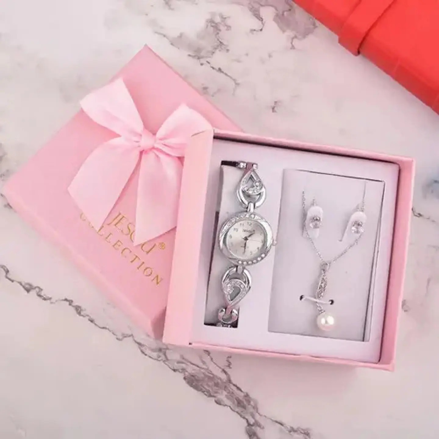 Joyero Reloj Aretes Cadena Regalo Belleza Fantasía Estuche  2